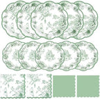 Funnymoom 200 Pcs Sage Green Floral Party Decorations Paper Plates Serve 50 by Funnymoom