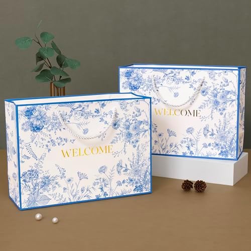 Crisky 25 Pack Wedding Welcome Bags for Guests, Hotel Blue Floral Welcome Gift Bags for Bridal Shower, Birthday Baby Shower - Image 6