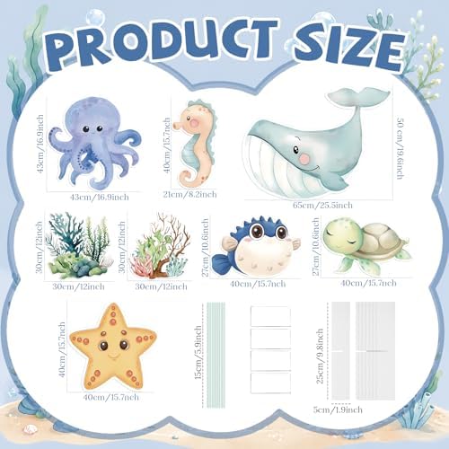 8 Pcs Ocean Standing Signs, Sea Animals Cutouts Baby Shower Party - Image 2