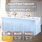 2 Packs Baby Blue Table Clothes for 4 Foot Rectangle Table, Spandex Tablecovers 4FT Stretch Fitted Table Covers Rectangle white Skirt for Baby Shower Birthday Party Event Wedding Banquet Decorations - Image 3
