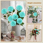 Artificial Flowers Realistic Roses, Real Looking Fake Roses with Stem for DIY Wedding Bouquets Centerpieces Bridal Shower Party Home Romantic Decorations (Turquoise, 100pcs) - Image 4