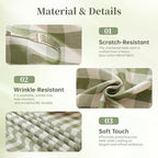 Green Gingham Table Cloth Rectangle, Cotton Linen Checkered, 55x120 Inch - Image 6