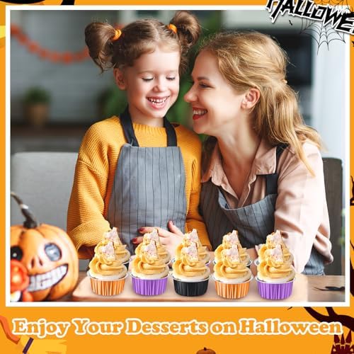200 Pack Aluminum Cupcake Liners with Lids,Halloween,Plain - Image 5