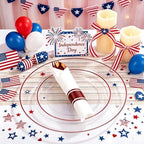 SUT 350 Pcs Red and Clear Plastic Dinnerware Set for 50 Guests, Include: 50 Dinner Plates, 50 Dessert Plates, 50 Pre Rolled Napkins With Silverware, 50 Cups, Disposable Plates for Party - Image 6