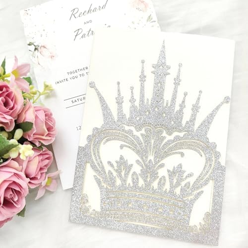 20 sets Laser Cut Crown wedding invitation pockets,Quinceañera Invitations, Sweet 16 Invitations,1 birthday invitations,and etc. - Image 6