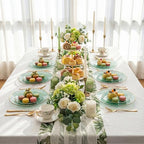 Rubtlamp 175 Pcs Green Plastic Plates Dinnerware Set (25 Guests), Hammered Plates Sets, Green Plastic Party Plates Set include 50 Disposable Plates Set, 75 Gold Plastic Silverware, 25 Cups 25 Napkins - Image 5