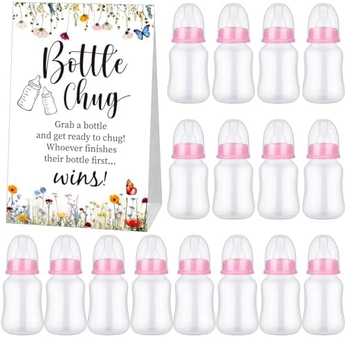 TrelaCo 20 Pcs Bottle Chug Game, Wildflower Baby Shower Favors, Pink by TrelaCo