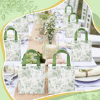 HunnmingRe 30 Pcs Sage Green Floral Gift Bags Floral Gifts Bag with Handles Bulk Wedding Bridal Shower Party Favor Non Woven Reusable Tote for Women Baby Shower Birthday Tea Fall Party Supplies - Image 4