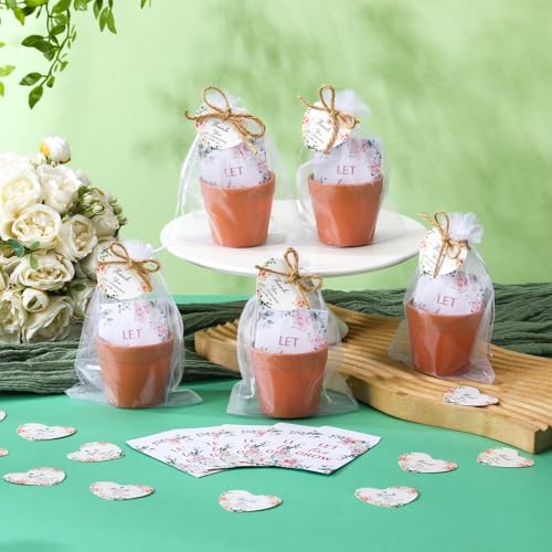 Ctosree 50 Sets Let Love Grow Wedding Favors for Guests Self Adhesive Seed Packets (Seed Not Include) Terracotta Flowerpot Thank You Tags and Organza Gift Bags for Bridal Shower Wedding Party Favors - Image 5