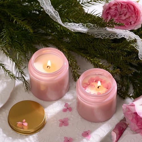 Danmu 3 oz Pink Glass Candle Jars with Gold Lids 24 Pack - Image 3