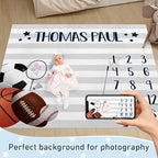 Personalized Baby Monthly Milestone Blanket Boy or Girl - Sport Theme Months Blanket with Wood Frame and Newborn Wooden Sign - Growth Chart Milestone Blanket 1-12 Month Milestones(FixedSize) - Image 2