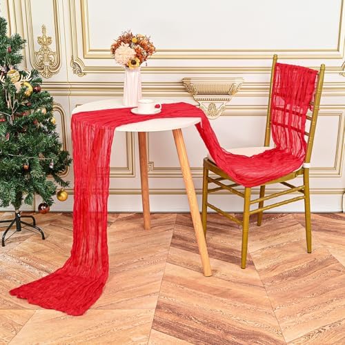 24 Pack Red 10Ft Cheesecloth Table Runner - Image 5