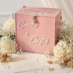 BreezeHug 10" Blush Pink Acrylic Wedding Card Box with Lock & 3D Letters by Unknown