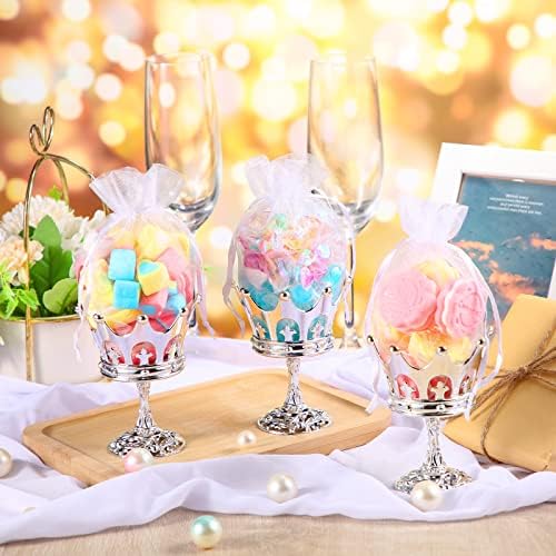 30 Pcs Silver Fillable Crown Goblet with Pouch for Candy Box Container Wedding Party Favor Decorative Candy Storage Container Decoration for Chocolate Cake Dessert for Birthday Baby Shower - Image 7