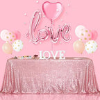 SquarePie Sequin Tablecloth 90x132 Inch Fuchsia Pink for Wedding Party - Image 2