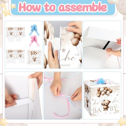 AmazingSpark 28in Giant Gender Reveal Gift Box Kit, Neutral Bear - Image 3