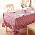 Red White Gingham Ruffle Tablecloth Square 60"x60" by KMASANIJI