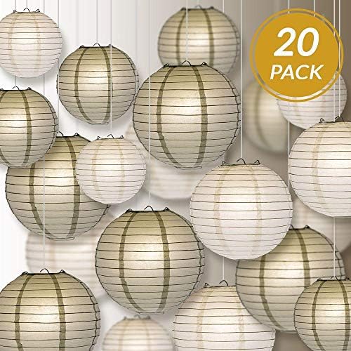 Quasimoon PaperLanternStore.com Ultimate 20pc Silver Variety Paper Lantern Party Pack - Assorted Sizes of 6, 8, 10, 12 Inch (5 Round Lanterns Each) for Weddings, Birthday, Events and Decor - Image 2