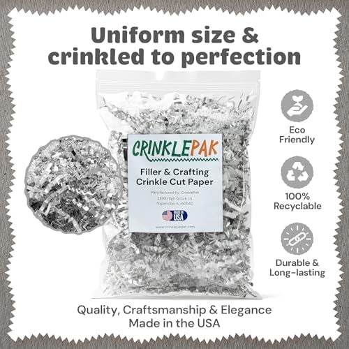 CrinklePak 10 LB USA Made crinkle paper filler | Paper Shred Filler for Shipping packages, Gift Wrap, Great packing paper for gift basket filling, Birthdays, and Weddings|Silver & White Metallic - Image 6