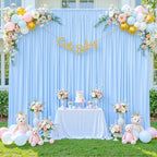 Baby Blue Backdrop Curtain for Baby Shower Parties Wrinkle Free Light Blue Curtains Backdrop Drapes Fabric Decoration for Birthday Party Photography 5ft x 7ft,2 Panels - Image 2