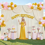40ft x 12ft Champagne Backdrop Curtains Wrinkle Free Backdrop Curtain for Wedding Parties Fabric Backdrops Drapes Back Drop Cloth Bridal Shower Stage Curtains Wedding Decorations for Reception - Image 3
