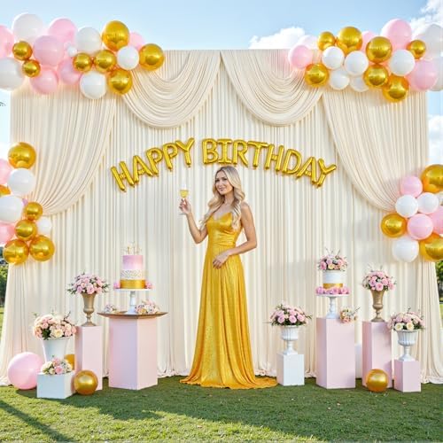 40ft x 12ft Champagne Backdrop Curtains Wrinkle Free Backdrop Curtain for Wedding Parties Fabric Backdrops Drapes Back Drop Cloth Bridal Shower Stage Curtains Wedding Decorations for Reception - Image 3