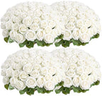 Auihiay 104pcs Roses Artificial Flower - Realistic White Fake Roses by Auihiay
