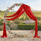Pack of 2 Wedding Arch Drape Panel Fabric 30" x 50ft - Red - Image 3