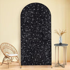 MODFUNS Black Glitter Wedding Arch Cover - 7.2 FT Spandex Sequin Arch Covers Stretchy Backdrop for Graduation Celebration Party Decor by MODFUNS