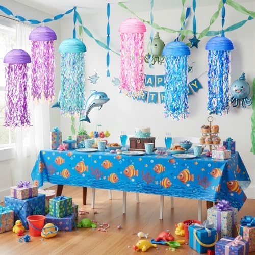 Baquler Set of 12 Jellyfish Party Decoration Pastel Colors Paper Lanterns - Image 4