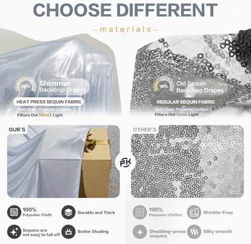 50x15FT Silver Sequin Backdrop Curtain Double Sided - Image 5
