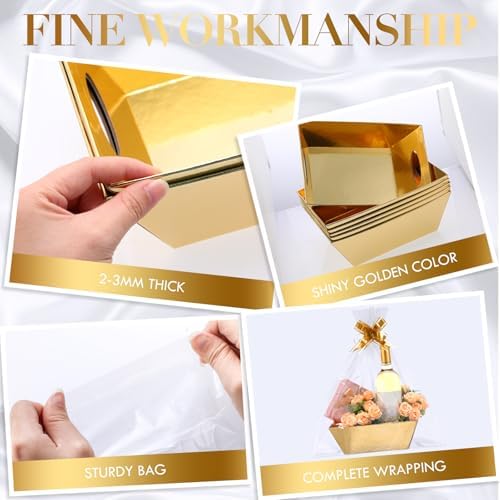 Thenshop 44 Pcs Empty Gift Basket Bulk,Basket Gifts, Gold, Solid - Image 7