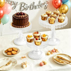 3 PCS White Cake Stands (8"&10"&12" Plate), Cupcake Stand with a lace Hollow Border Metal Cake Stand Set for Birthday Party, Wedding, Anniversary, Baby Shower - Image 2