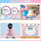 Touchdowns or Tutus Gender Reveal Decorations, Pink Blue Boy or Girl Party Supplies Backdrop Banner Balloon Garland Tablecloth Cake Topper Plate Napkin Cup Straw Knife Spoon Fork Sash 230 PCs - Image 3