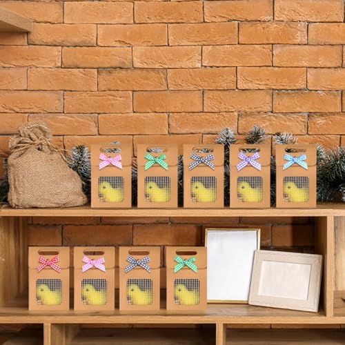 Maitys 36 Pcs Chicken Birthday Party Favor Boxes Farm Animal Foldable Chicken Box with Raffia Grass Bow Paper Treat Goodie Boxes for Adopt Chick Party Birthday, 5.91'' X 3.94'' X 2.36'', Retro - Image 5