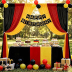 Graduation Backdrop Curtain 15ftx10ft - Red Yellow Black Satin Drapes - Image 2