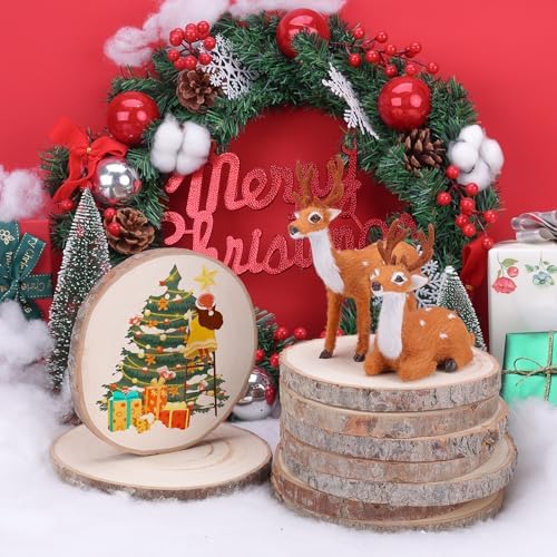 10 Pcs Natural Wood Slices.7-8 Inch Wood Rounds for Weddings Centerpieces Decor. Wood Circles & Slabs for DIY Painting Crafts.Wood Centerpieces for Tables and Baby Shower Centerpieces. - Image 7