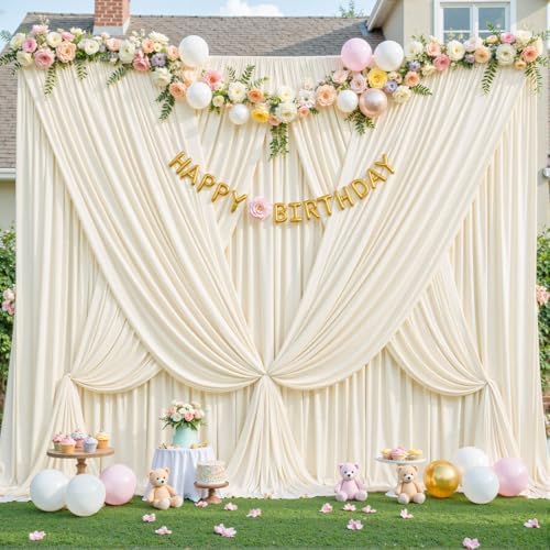 Champagne Backdrop Curtain for Parties Wedding Baby Shower Wrinkle Free Photo Curtains Backdrop Drapes Fabric Decoration for Bridal Shower 5ft x 8ft,2 Panels - Image 3