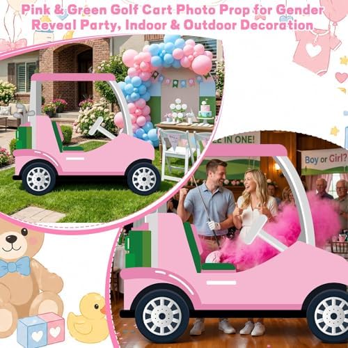 3.94 Ft Pink Golf Cart Corrugated Plastic Standee Photo Prop - Image 7
