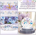 LIYH Silver Rim White 60 Pcs Heavy Duty Plastic Butterfly Plates Wedding - Image 7