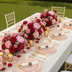 SUT 175 Pcs Pink and Gold Plastic Dinnerware Set for 25 Guests, Include: 25 Dinner Plates, 25 Dessert Plates, 25 Pre Rolled Napkins With Silverware, 25 Cups, Disposable Plates for Baby Shower, Party - Image 4