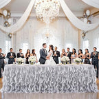 Wish Care 21ft Silver Sequin Table Skirt for Rectangle Tables Glitter Fringe Tutu Skirts Ruffle Tablecloth Teacher Desk Skirt for School Classroom Office Wedding Birthday Party Table Decorations - Image 6