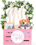 Barydat Wooden Baby Shower Basket Gender Reveal Crate Closet, Pink, Girl by home