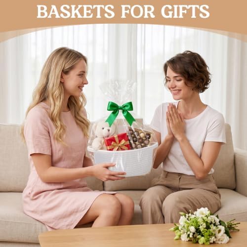 TranRantic 8 Pcs Woven Gift Baskets with Wrap and Ribbons - Image 5