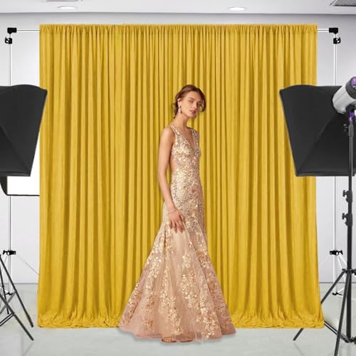 10 x 10 Feet Gold Backdrop Curtain for Partie, Background Curtains for Photoshoot, Birthday, Wedding, Halloween, Thanksgiving, Christmas Day, New Year Party Decorations 5Ft x 10Ft, 2 Panels - Image 5