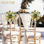 NUPTIO Small Flower Rings for Centerpieces: 9.05 Inch Champagne & White Candle Wreath for Wedding Party Christmas Table Decorations - Spring Summer Front Door Porch Decor 6 Pcs - Image 3