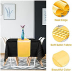 16Pack Disposable Plastic Tablecloths and Satin Table Runner Set Black Gold Dot Table Cloth Gold for Graduation Wedding Birthday Baby Shower Anniversary Holiday Party Decorations - Image 3