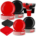 560 Pcs Red and Black Party Decorations, Serves 80 by Greencian
