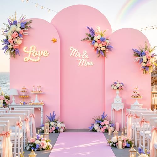 Baby Pink Arch Backdrop Cover Set of 3 Wedding Arch Covers Stretchy Backdrop Baby Shower Birthday Party 6FT 6.6FT 7.2FT Light Pink Arch Cover Spandex - Image 2