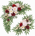 Faux Flower Swag Set of 2 for Wedding Welcome Signs Floral Swag Wedding Reception Ceremony Signs Decor (A-Burgundy Pink) by Piklado